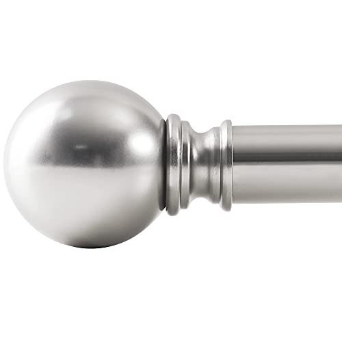 NICETOWN Gardinenstange Ausziehbar 182-365 CM Vorhang Stangen mit Runden Endstücken Curtain Rod für Verdunkelungsvorhänge, Nickel, 1 Läufig, Durchmesser 2,5CM von NICETOWN