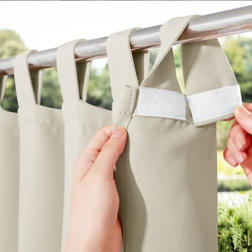 NICETOWN Outdoor-Vorhang wasserdicht für Terrasse, Raumverdunkelung, klebrige Lasche, Dicker Lichtblock, wärmeisoliert, Verdunkelung, für den Außenbereich, Beige, 1 Stück, W52 von L95 NICETOWN Outdoor-Vorhang wasserdicht für Terrasse, Raumverdunkelung, klebrige Lasche, Dicker Lichtblock, wärmeisoliert, Verdunkelung, für den Außenbereich, Beige, 1 Stück, W52 von L95 von NICETOWN