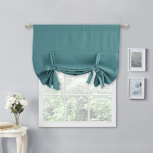 NICETOWN Verdunkelungsvorhang, Raumverdunkelung, Raffrollo, wärmeisoliert, Ballon-Fensterbehandlung, Schatten für Café/Büro/Weihnachtsdekoration (1 Bahn, Blaugrün, 101,6 x 137,2 cm (B x L) von NICETOWN