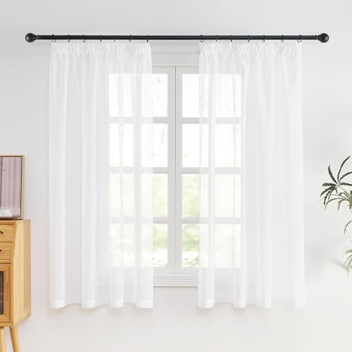 NICETOWN Voile Gardinen mit Kräuselband Gardine Durchsichtig Vorhänge Schlafzimmer 2er Set H 175 x B 140 cm 2er Set Vorhang Weiß Transparent Weiss Sheer Curtains von NICETOWN