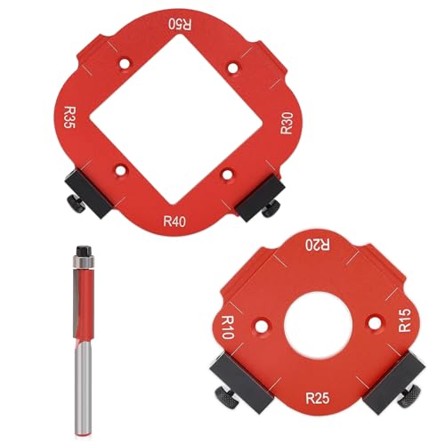 Schablone Oberfräse, Router Jig Radius Schablone 8 Größen (R10-R50), Frässchablone Oberfräse mit Nutfräser, Präzise Alu-Routervorlage für Holzarbeit, Frässchablone Eckradius für Holzbearbeitung DIY von NICEWAT