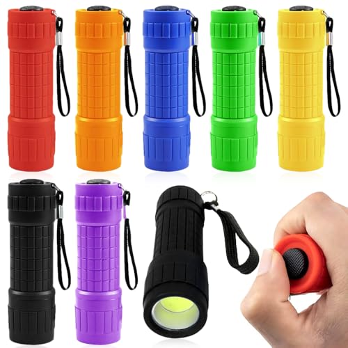 NICEWAT 8Pcs Mini LED Taschenlampe Kinder, COB-LED Kleine Taschenlampe Kinder mit 24 AAA Batterien und Lanyard, Kinder Camping Handlampe für Camping Outdoor Notfall Kindergeburtstag Party Geschenke von NICEWAT