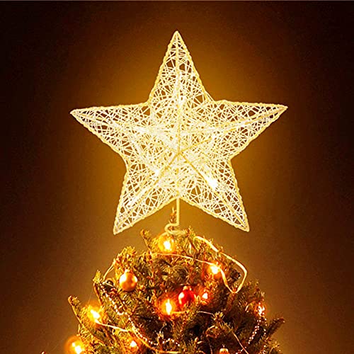NICEXMAS Weihnachtsbaum Topper LED Star Batterie Operated Treetop Dekoration (Gold) von NICEXMAS