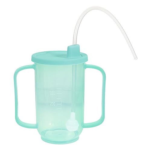 NICEYEA Auslaufsicherer Trinkbecher für Behinderte Schnabelbecher mit 2 Henkel Becher mit Strohhalm Trinkbecher für ältere Menschen Schwangere Fütterhilfe Trinkhilfe Rekonvaleszentenbecher, 350 ml von NICEYEA
