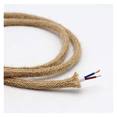 NICHANGHUA 2 Kernverdrehte Kabelhanfseil gewebt Textil Elektrikdraht Retro -Stil Kupfer Vintage Lampkabel Drahtkabel Lichtkabel (Color : Ivory, Length : 5m) von NICHANGHUA