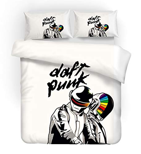 NICHIYO Daft Punk Bettwäsche Set - Bettbezug und Kissenbezug,Mikrofaser,3D Digital Print dreiteiliger Bettwäsche(Bettbezug + Kissenbezüge) (14,Single 135 * 200cm) von NICHIYO