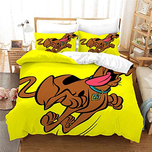 NICHIYO Scooby DOO Bettwäsche Set - Bettbezug und Kissenbezug,Mikrofaser,3D Digital Print dreiteiliger Bettwäsche(Bettbezug + Kissenbezüge) (20,Single 135 * 200cm) von NICHIYO