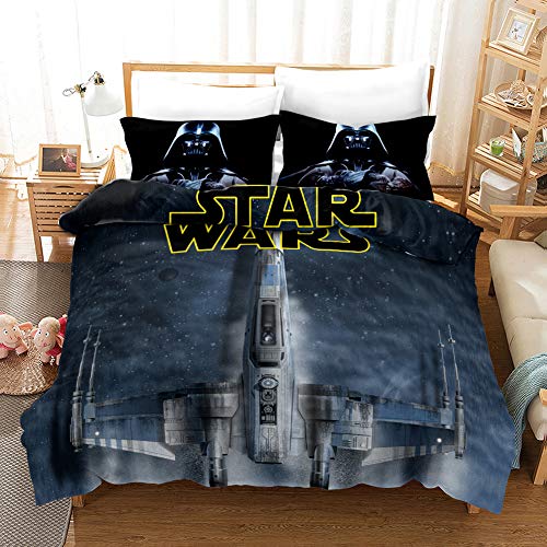 NICHIYO Star Wars Bettwäsche Set - Bettbezug und Kissenbezug,Mikrofaser,3D Digital Print dreiteiliger Bettwäsche(Bettbezug + Kissenbezüge) (13,Single 135x200cm) von NICHIYO