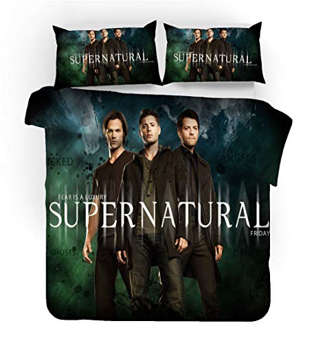 NICHIYO Supernatural Season Bettwäsche Set - Bettbezug und Kissenbezug,Mikrofaser,3D Digital Print dreiteiliger Bettwäsche(Bettbezug + Kissenbezüge) (5,Single 135x200cm) von SFCOEABR