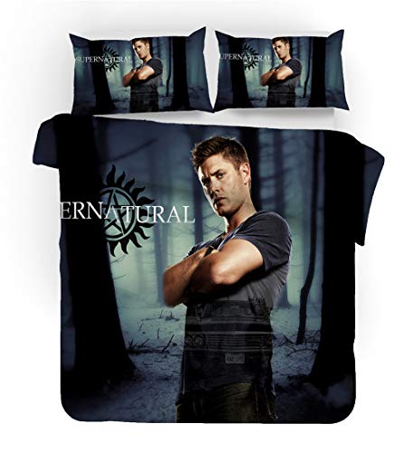 NICHIYO Supernatural Season Bettwäsche Set - Bettbezug und Kissenbezug,Mikrofaser,3D Digital Print dreiteiliger Bettwäsche(Bettbezug + Kissenbezüge) (8,Single 135x200cm) von DXQ