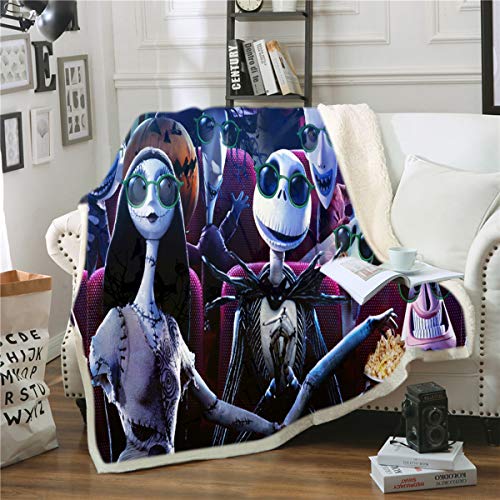 NICHIYO The Nightmare Before Christmas Bett Decken, Cartoon Anime Fleece Fleecedecken for Erwachsene Kinder, 100% Mikrofaser, for Bettcouch und Sofa (10,150cm × 200 cm) von NICHIYO