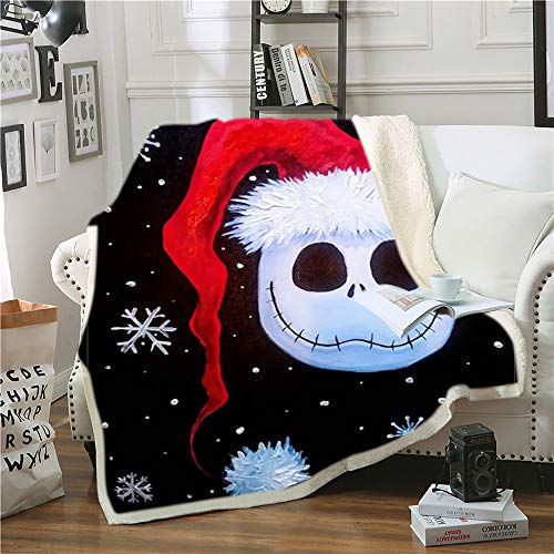 NICHIYO The Nightmare Before Christmas Decken, Cartoon Anime Fleece Fleecedecken for Erwachsene Kinder, 100% Mikrofaser, for Bettcouch und Sofa (10,150cm × 200 cm) von NICHIYO