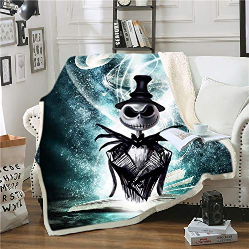 NICHIYO The Nightmare Before Christmas Decken, Cartoon Anime Fleece Fleecedecken for Erwachsene Kinder, 100% Mikrofaser, for Bettcouch und Sofa (5,150cm × 200 cm) von NICHIYO