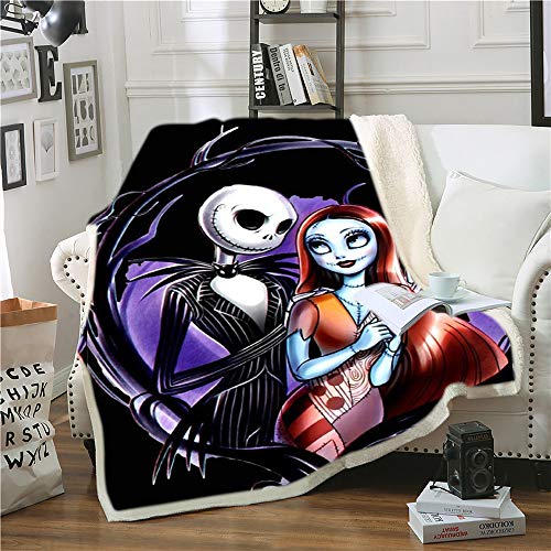 NICHIYO The Nightmare Before Christmas Decken, Cartoon Anime Fleece Fleecedecken for Erwachsene Kinder, 100% Mikrofaser, for Bettcouch und Sofa (8,150cm × 200 cm) von NICHIYO