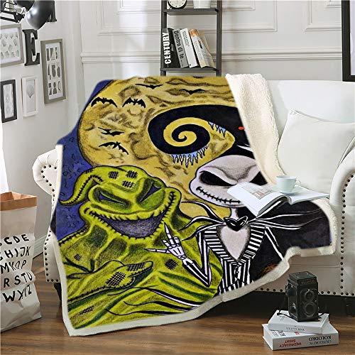 NICHIYO The Nightmare Before Christmas Decken, Cartoon Anime Fleece Fleecedecken for Erwachsene Kinder, 100% Mikrofaser, for Bettcouch und Sofa (9,150cm × 200 cm) von NICHIYO