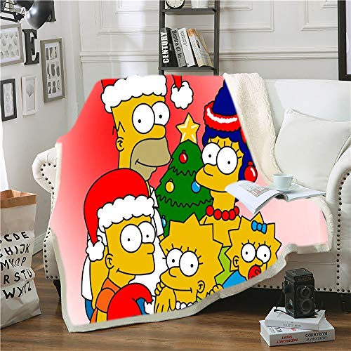 NICHIYO The Simpsons Bett Decken, Cartoon Anime Fleece Fleecedecken for Erwachsene Kinder, 100% Mikrofaser, for Bettcouch und Sofa (13,150cm × 200 cm) von NICHIYO