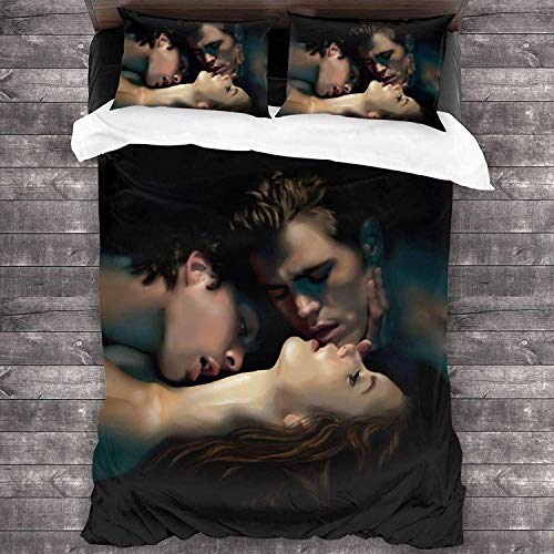 NICHIYO The Vampire Diaries Bettwäsche-Set – Bettbezug und Kissenbezug, 3D-Digitaldruck dreiteiliger Bettwäsche (2,Doubie 200 * 200 cm+50 * 75 cm) von NICHIYO