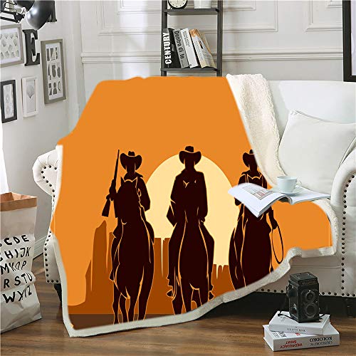 NICHIYO West Cowboy Decke Cartoon Animation Fleece Decke für Erwachsene und Kinder, 100% Mikrofaser, für Schlafsofa und Sofa (5.150 cm x 200 cm) von NICHIYO