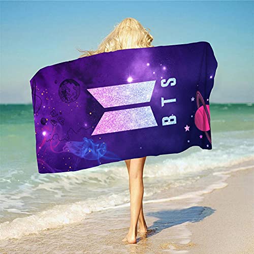 NICHIYOBI BTS Bangtan Boys 3D-Digitaldruck Badetücher,Weiche und Flauschige Strandtücher,modischer Auftritt,Reisetuch,Weich und lichtbeständig (12,75cmx150cm) von NICHIYOBI