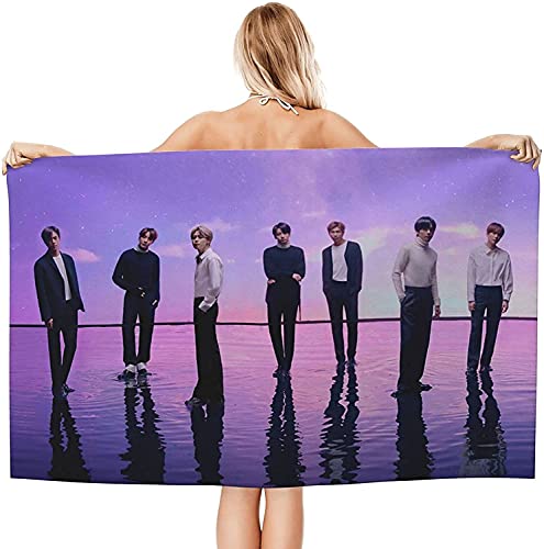 NICHIYOBI BTS Bangtan Boys 3D-Digitaldruck Badetücher,Weiche und Flauschige Strandtücher,modischer Auftritt,Reisetuch,Weich und lichtbeständig (4,100cmx180cm) von NICHIYOBI