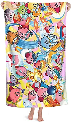 NICHIYOBI Kirby 3D-Digitaldruck Badetücher,Weiche und Flauschige Strandtücher,modischer Auftritt,Reisetuch,Weich und lichtbeständig (12,75cmx150cm) von NICHIYOBI