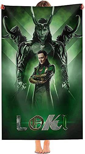 NICHIYOBI Loki Avengers Marvel Handtuch Strandtuch, 3D Anime Badetuch Strandlaken Handtuch,Loki Strandtuch mit Motiv (1,100cmx180cm) von NICHIYOBI