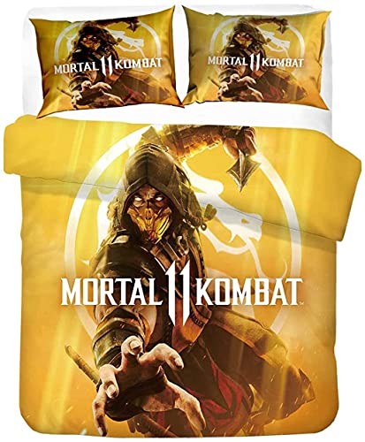 NICHIYOBI Mortal Kombat Bettbezug Bettwäsche Set - Bettbezug und Kissenbezug,Mikrofaser,3D Digital Print dreiteiliger Bettwäsche (1,Single 135x200cm) von NICHIYOBI