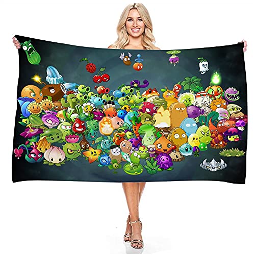 NICHIYOBI Plants vs. Zombies PVZ3D-Digitaldruck Badetücher,Weiche und Flauschige Strandtücher,modischer Auftritt,Reisetuch,Weich und lichtbeständig (5,100cmx180cm) von NICHIYOBI