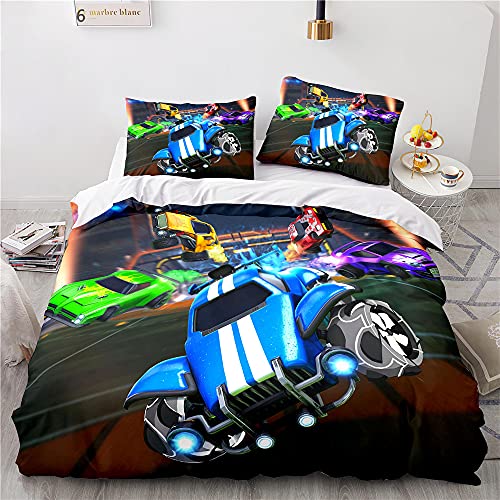 NICHIYOBI Rocket League Bettbezug Bettwäsche Set - Bettbezug und Kissenbezug,Mikrofaser,3D Digital Print dreiteiliger Bettwäsche (11,140 * 210cm+80 * 80cm) von NICHIYOBI