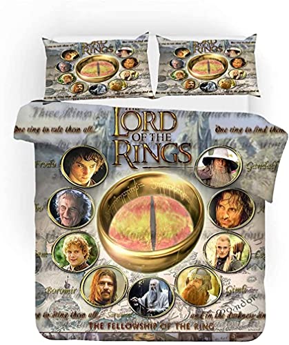 NICHIYOBI The Lord of The Rings Bettbezug Bettwäsche Set - Bettbezug und Kissenbezug,Mikrofaser,3D Digital Print dreiteiliger Bettwäsche (1,SK 260x220cm) von NICHIYOBI