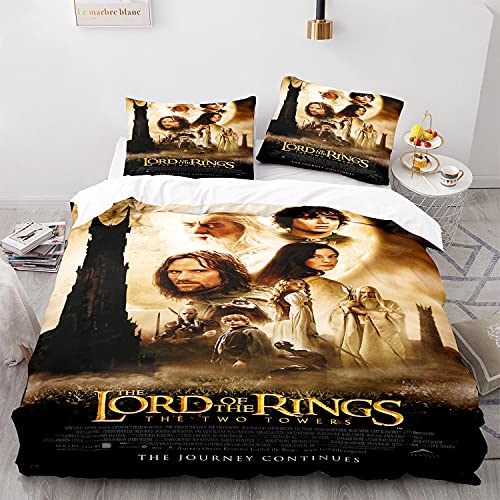NICHIYOBI The Lord of The Rings Bettbezug Bettwäsche Set - Bettbezug und Kissenbezug,Mikrofaser,3D Digital Print dreiteiliger Bettwäsche (12,Single 135x200cm+80 * 80cm) von NICHIYOBI