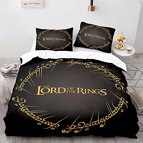 NICHIYOBI The Lord of The Rings Bettbezug Bettwäsche Set - Bettbezug und Kissenbezug,Mikrofaser,3D Digital Print dreiteiliger Bettwäsche (5,Double 200x200cm) von NICHIYOBI