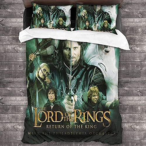 NICHIYOBI The Lord of The Rings Bettbezug Bettwäsche Set - Bettbezug und Kissenbezug,Mikrofaser,3D Digital Print dreiteiliger Bettwäsche (7,Single 135x200cm) von NICHIYOBI