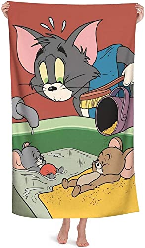 NICHIYOBI Tom and Jerry Strandtücher,3D-DigitaBadetücher,ldruck modischer Auftritt,Reisetuch,Weich und lichtbeständig (5,150x200cm) von NICHIYOBI