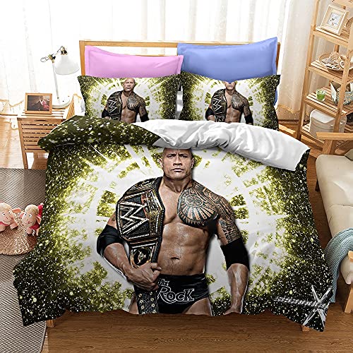 NICHIYOBI World Wrestling Entertainment WWE Bettbezug Bettwäsche Set - Bettbezug und Kissenbezug,Mikrofaser,3D Digital Print dreiteiliger Bettwäsche (1,King 240x220cm) von NICHIYOBI