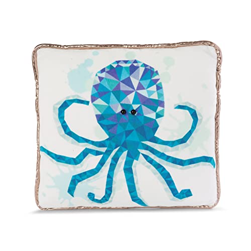 NICI Kuschelkissen Oktopus 30x30cm – Flauschiges Kuscheltierkissen für Mädchen, Jungen & Babys – Quadratisches Stofftierkissen in modischem Polygondruck, beige/blau, 1 Stück (1er Pack) von NICI