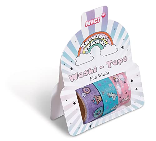 Nici 45065 Washi-Tape Theodor & Friends 3er-Set, Klebeband von NICI