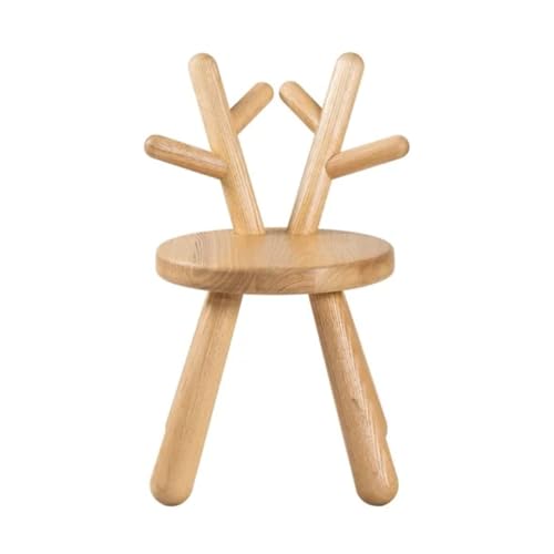 NICITA Kinderstuhl Holz - Tier Hocker mit Rückenlehne - Stuhl Tiermotiv - Tritt - Sitzgruppe - kinderfreundliches Design, REH, Elch, Kuh, Hase, Schaf (REH) von NICITA LITTLE ONE