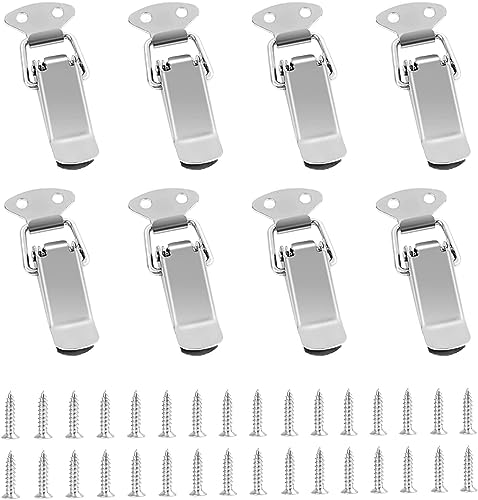 8 Sets Spannverschluss Edelstahl 56mm Kistenverschluss mit 32 Schrauben Schnappverschluss Hebelverschluss Kappenschloss Verschluss Eisenwaren Haspe für Case Box Toolbox Schrank Truhe - Silber von NICKLIN