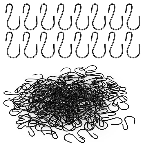 NICKLIN Haken Zum Einhängen 125 Stück Kleine S Haken 26mm Mini Einhängen Haken Metallhaken Anti Rost Schwarz S-haken Ornament S Hooks für DIY Kristallperlen Vorhang Weihnachtsbaumkugeln Hängedekor von NICKLIN