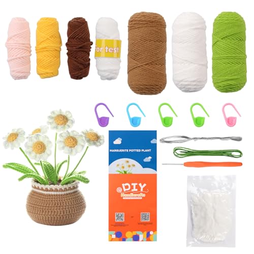 NICKLIN Strickset Blumen,Häkelset für Anfänger,Crochet Set mit Häkelnadeln,Kleines Gänseblümchen Hängend Starter Kit Häkeln für Erwachsene mit Video Tutorial und Anleitung für DIY-Handwerkskunst von NICKLIN