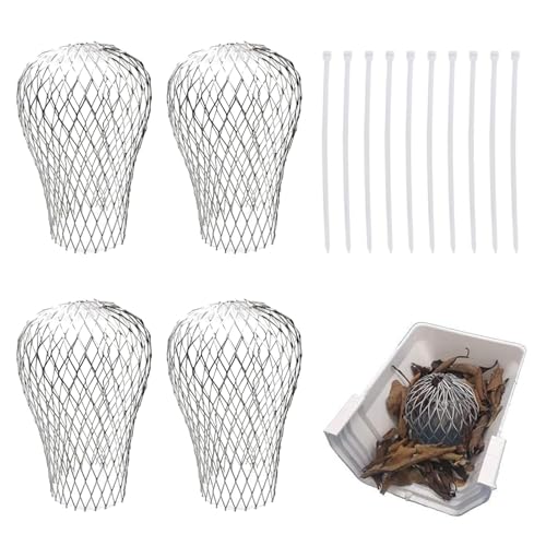 NICKLIN Regenrinnensieb Laubfang Fallrohr,4Pcs Fallrohrschutz mit 10Stk Selbstverriegelnde Kunststoffbinder,Laubschutz Dachrinne,Dachrinnenschutz Alu Rinnensieb für Fallrohre mit 3–10 cm Durchmesser von NICKLIN