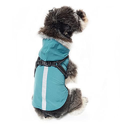 Hunde-Regenmantel mit Geschirr Kapuze Regenjacke Wasserdicht Regenponcho Reflektierend Verstellbar Mantel für Welpen Kleine Mittel Große Hunde (M, Grün) von NICNICPET