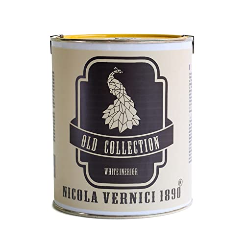 NICOLA VERNICI Abwaschbare Wasserfarbe, Old Collection-Line, umweltfreundlich und atmungsaktiv, hohe Deckkraft,auf Wasserbasis, Weiß - 1 Liter Größe. von NICOLA VERNICI
