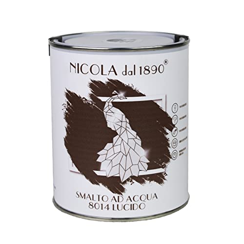 NICOLA VERNICI Acryllack auf Wasserbasis, für Innen- und Außenbereiche, hergestellt in Italien, glänzend braun - Format 1 l von NICOLA VERNICI