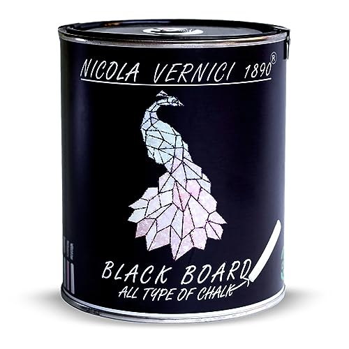 NICOLA VERNICI Dekofarbe mit Blackboard-Effekt, auf Wasserbasis, Schwarz,geeignet für jede Oberfläche - Größe 1 Liter von NICOLA VERNICI