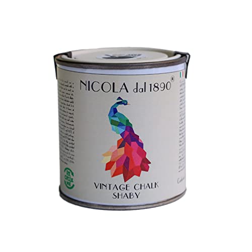 NICOLA VERNICI Lack auf Wasserbasis, Vintage Chalk Shaby-Line,für alle Arten von Oberflächen, mattes Weiß - Größe 1 Liter von NICOLA VERNICI