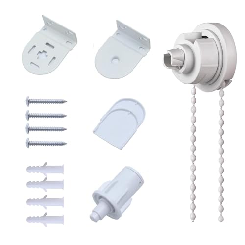 NICOLA Rollohalterungen, 32 mm Rollo-Montage-Set, Universal-Rollo-Ersatzteile, mit Perlenkette und Schrauben, zur Befestigung von Vorhängen, Jalousien, Fenstern, Vorhangreparatur (weiß) von NICOLA