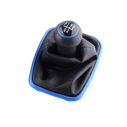 NICOLIE 5/6 Gang Schaltknauf Hebel Shifter Gaitor Stiefel Pu Leder Kompatibel Mit Vw 2003-2008 Golf 4 Iv Mk4 GTI R32 Jetta - 5-Gang-Blau von NICOLIE