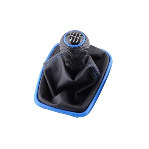NICOLIE 5/6 Gang Schaltknauf Hebel Shifter Gaitor Stiefel Pu Leder Kompatibel Mit Vw 2003-2008 Golf 4 Iv Mk4 GTI R32 Jetta - 6-Gang-Blau von NICOLIE
